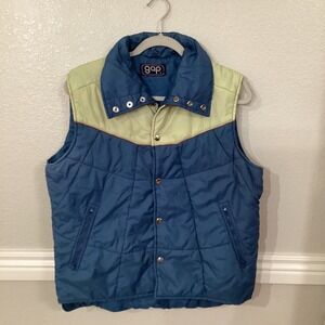 Vintage GAP Puffer Vest Blue‎ Sage Two-Tone 70s–80s Outdoor Life Era MINT